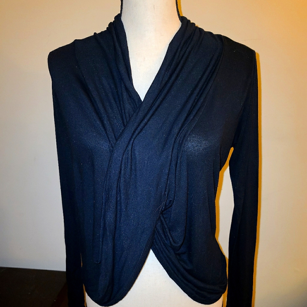 Elegant Black Drape Front Top